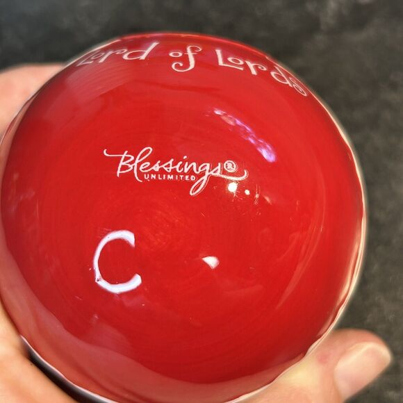 Vtg 3” Red Crimson Lord Of Lords Christian Scripture Christmas Ornament Ball - Picture 4 of 4